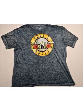Guns N Roses Bravado Graphic T-Shirt Gray Blue Crew Neck Short Sleeve XXL
